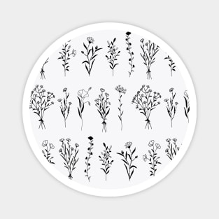 Wildflowers One Line Art Flowers Pattern 3 Magnet